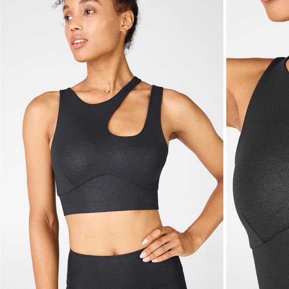 Fabletics Blue Callie Medium Asymmetrical Sports Bra and leggings set L - Picture 4 of 7